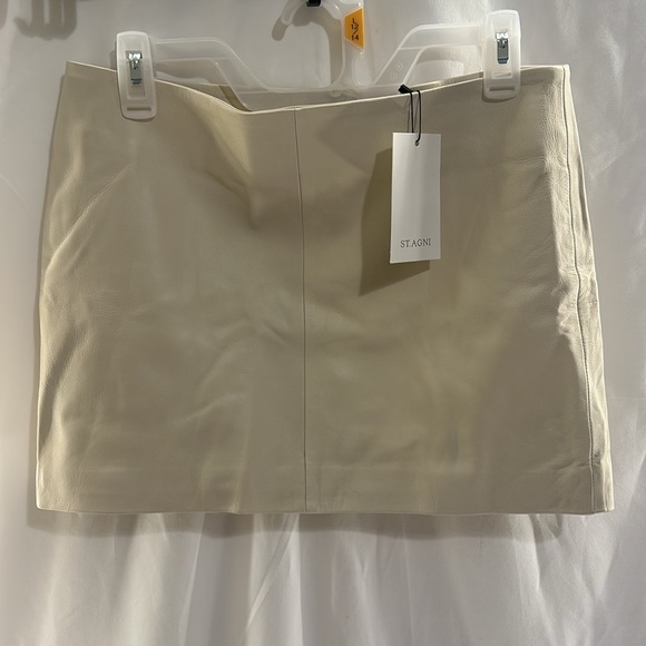 New NWT St. Agni real genuine Leather Mini Skirt in Tofu cream revolve - Picture 5 of 8